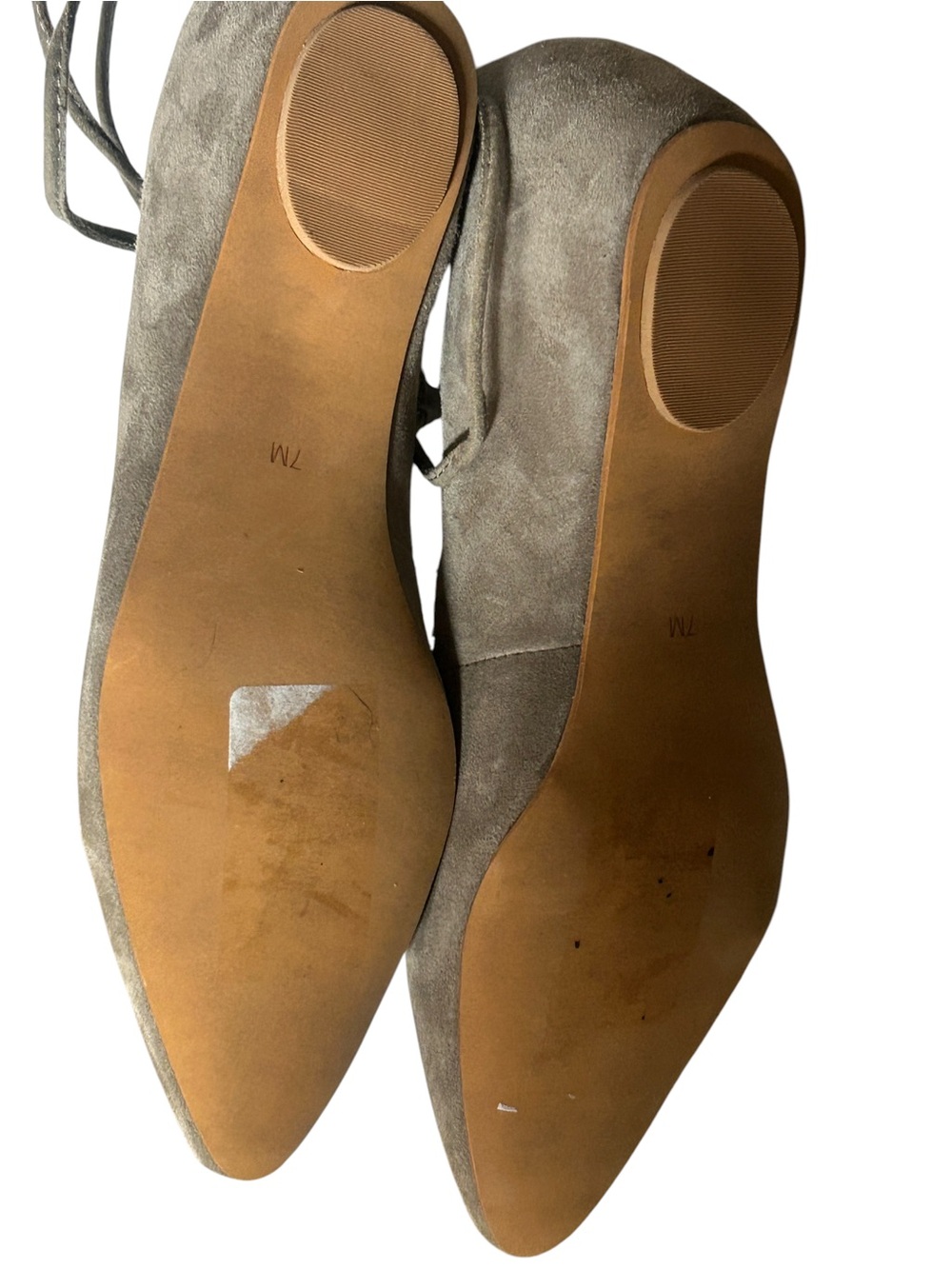 Jeffrey Campbell Atsuko Taupe Suede Wrap Around Lace Up Pointed Toe Wedge Flats - Picture 4 of 6
